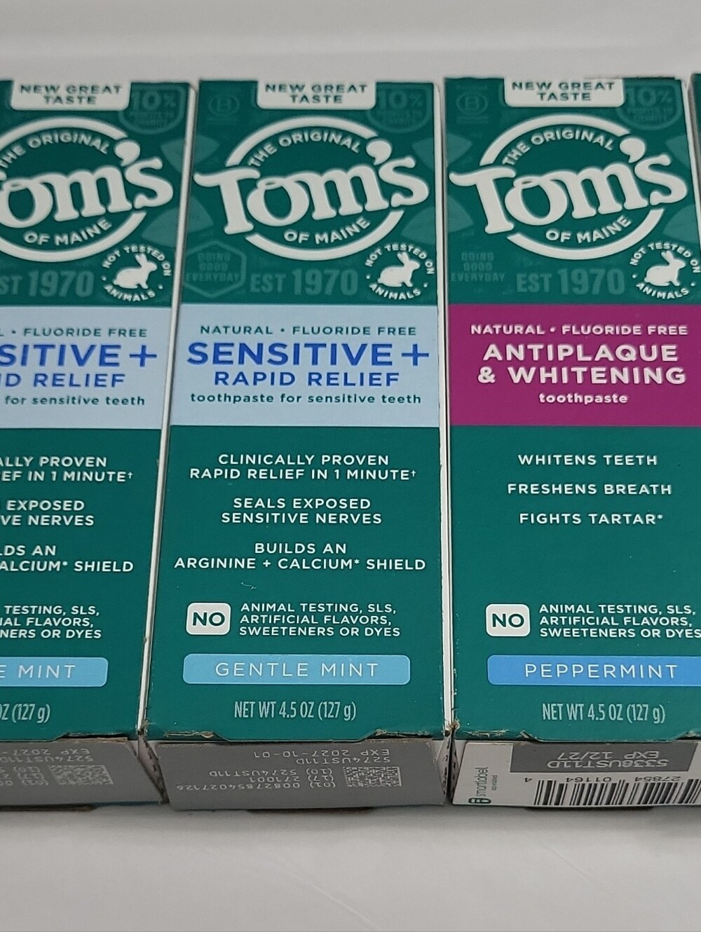 Tom's of Maine Toothpaste Lot Sensitive+ Rapid Relief Mint + Peppermint - Picture 8 of 10